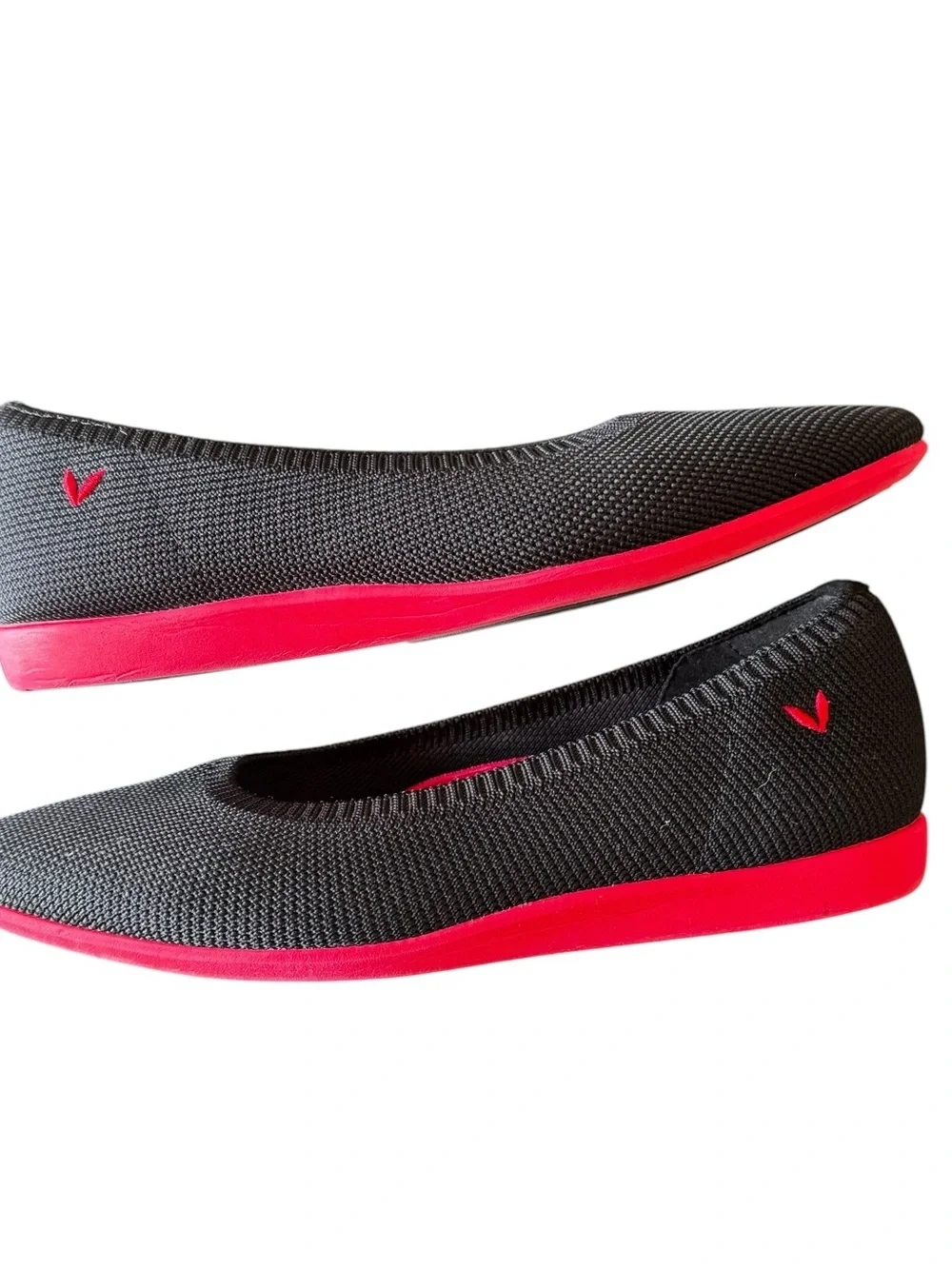 VIVAIA - Black Pointed Toe Knit Ballet Flats Red Sole Sz 35.5/5.5